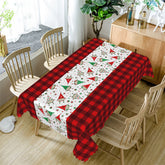 Aperturee - Red Plaid Dwarfs Repeat Christmas Tablecloth For Decor